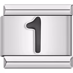 Black Number 1 Charm Silver