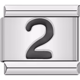 Black Number 2 Charm Silver