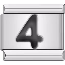 Black Number 4 Charm Silver