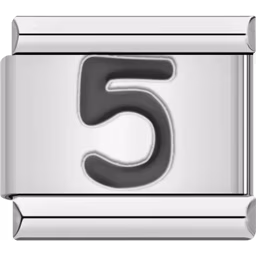 Black Number 5 Charm Silver