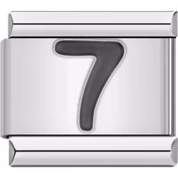 Black Number 7 Charm Silver