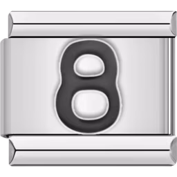 Black Number 8 Charm Silver