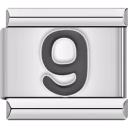 Black Number 9 Charm Silver