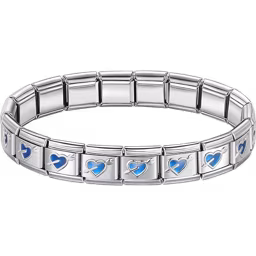 Blue Arrow Heart Charms Italian Bracelet Silver