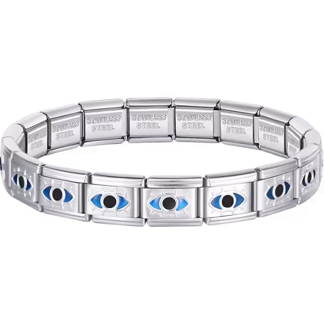 Blue Evil Eye Charms Italian Bracelet