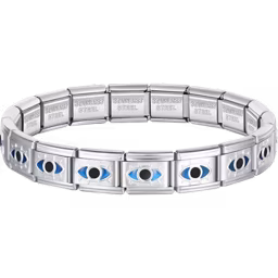 Blue Evil Eye Charms Italian Bracelet Silver