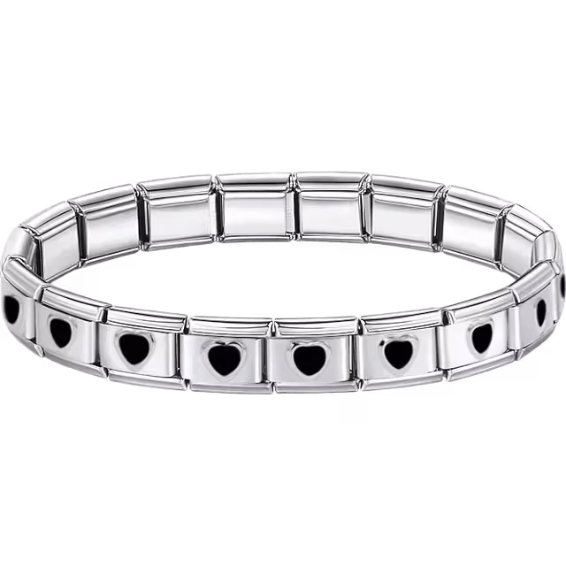 Black Heart Charms Italian Bracelet