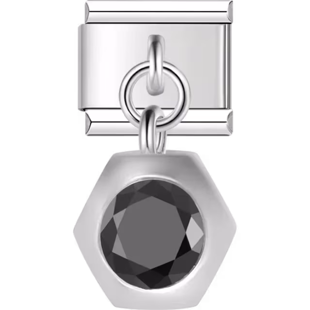 Black Hexagon Gemstone Charm