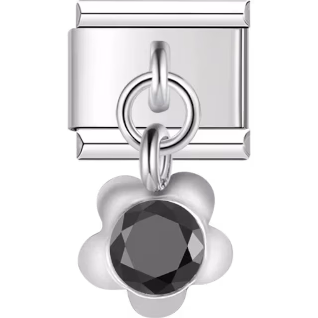 Black Flower Dangle Charm