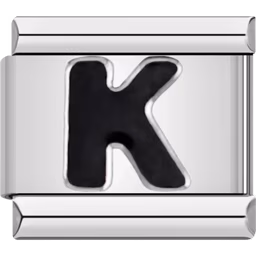 Black Letter K Charm Silver