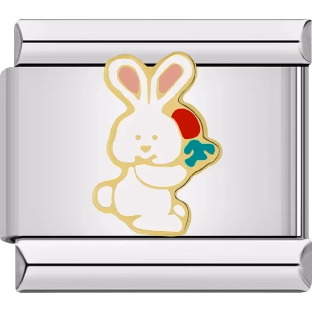 White Bunny with Carrot Charm