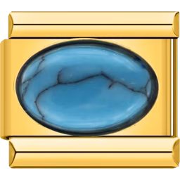 Blue Oval Stone Charm Gold