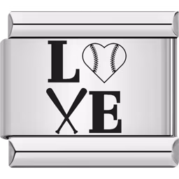 Baseball LOVE Charm Silver