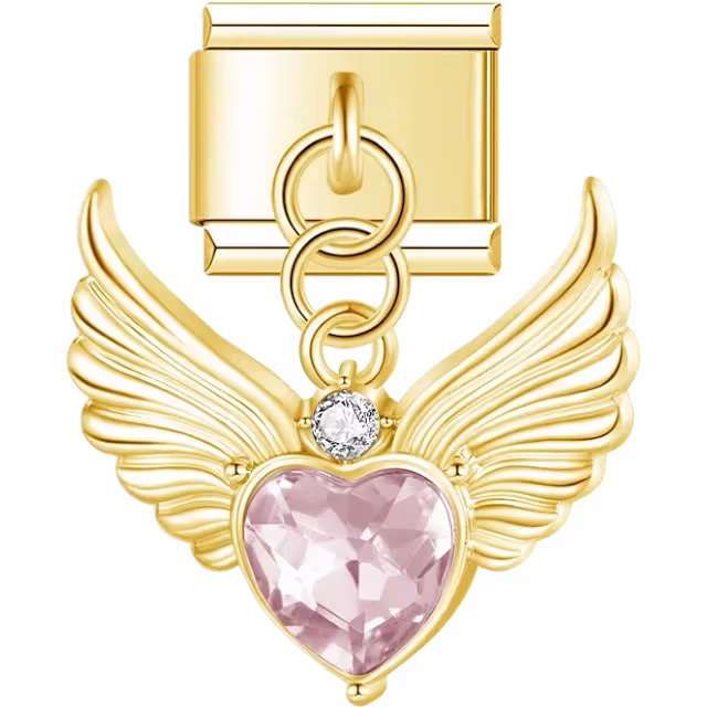 Angel Wings Heart Dangle Charm