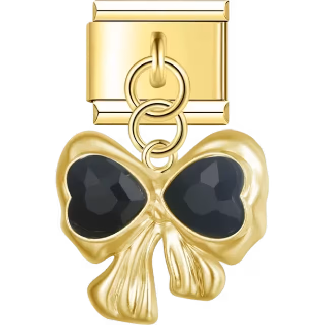 Black Crystal Bow Dangle Charm