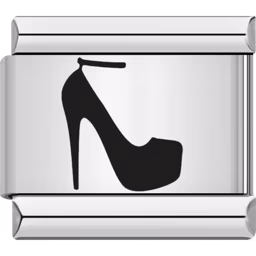 Black High Heel Charm Silver