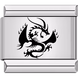 Black Dragon Charm Silver