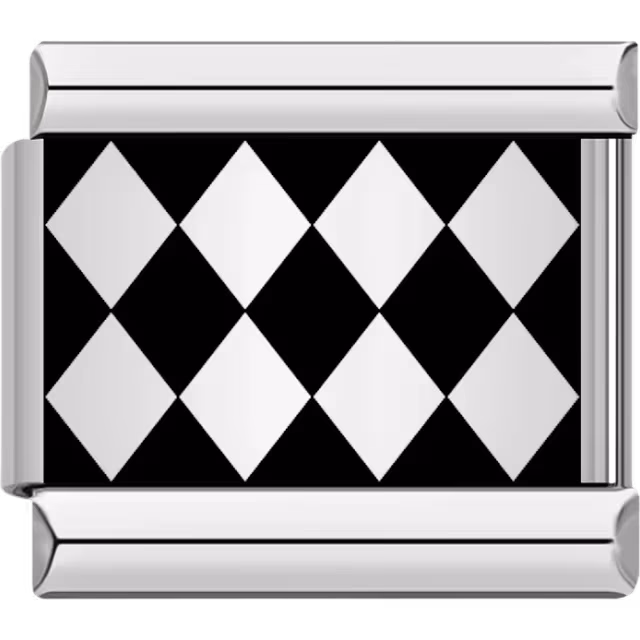 Black and White Diamond Pattern Charm