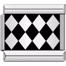 Black and White Diamond Pattern Charm Silver
