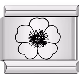 Black Anemone Flower Charm Silver