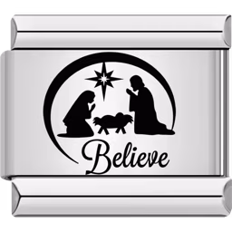 Nativity Believe Charm Silver