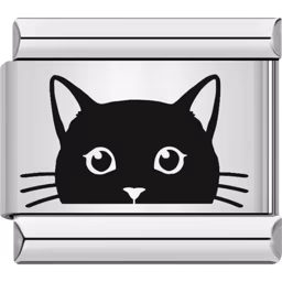 Black Cat Face Charm Silver