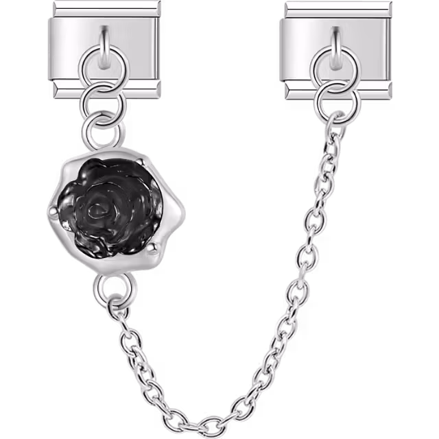 Black Rose Safety Chain Charm