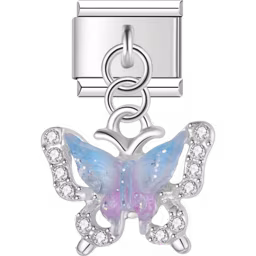 Blue and Purple Butterfly Dangle Silver