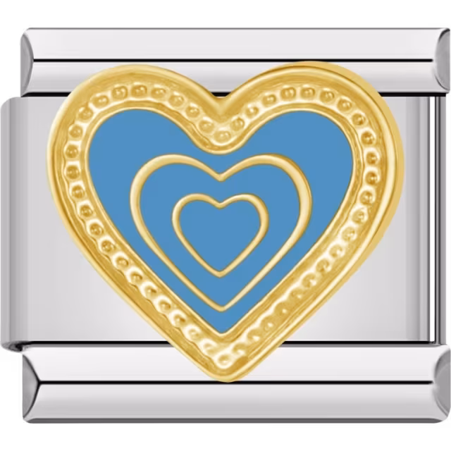 Blue and Gold Layered Heart Charm