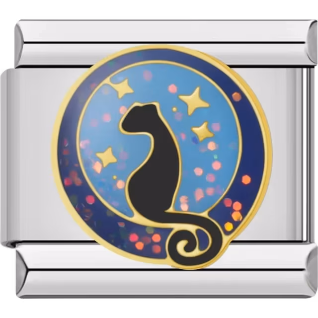 Black Cat and Stars Charm