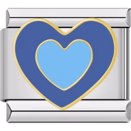 Blue Double Heart Charm Silver
