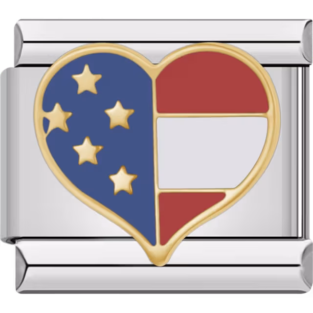 American Flag Heart Charm