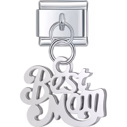 Best Mom Dangle Charm Silver