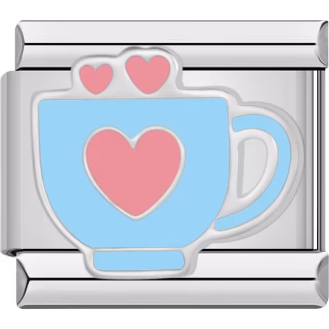 Blue Cup with Hearts Charm