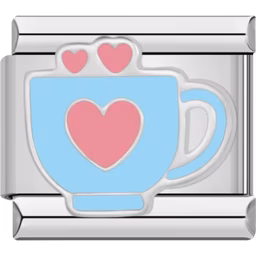 Blue Cup with Hearts Charm Silver