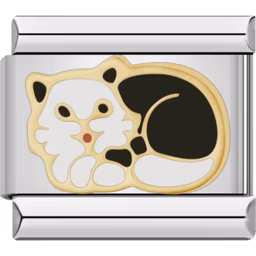 Black and White Cat Charm Silver