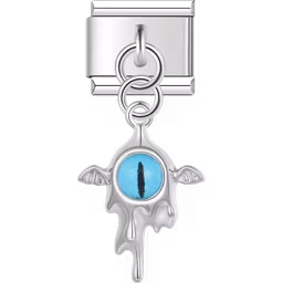 Blue Dragon Eye Dangle Charm Silver