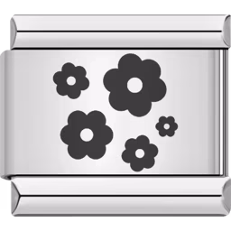 Black Floral Pattern Charm Silver