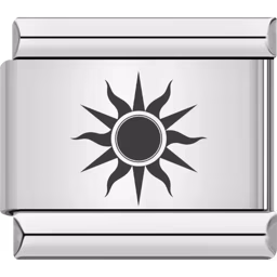 Black Sunburst Charm Silver