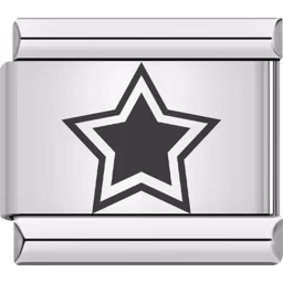 Black Double-Outlined Star Charm Silver