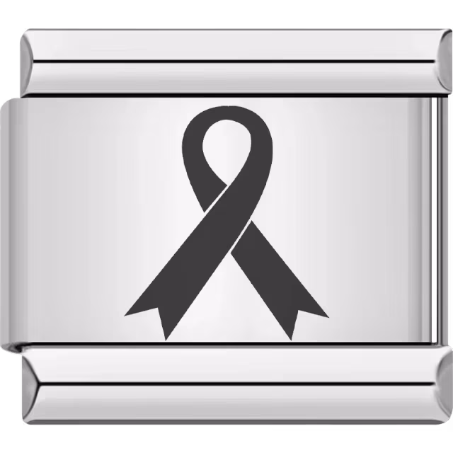 Black Awareness Ribbon Charm