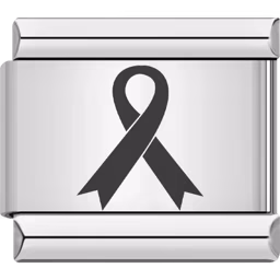Black Awareness Ribbon Charm Silver