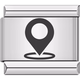 Black Location Pin Charm Silver