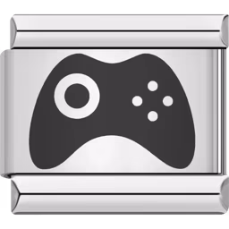 Black Game Controller Charm Silver