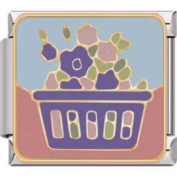 Basket of Flowers Charm Silver
