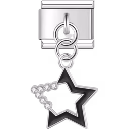 Black Star Dangle Charm Silver