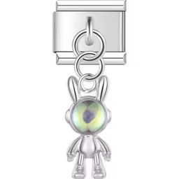 Alien Bunny Dangle Charm Silver