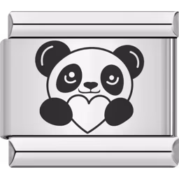 Cute Panda with Heart Charm Silver