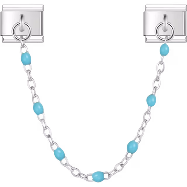 Blue Beaded Safety Chain Charm