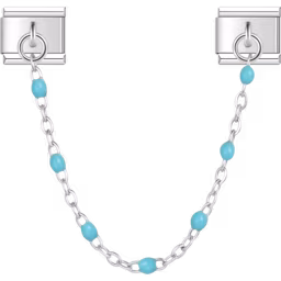 Blue Beaded Safety Chain Charm Silver
